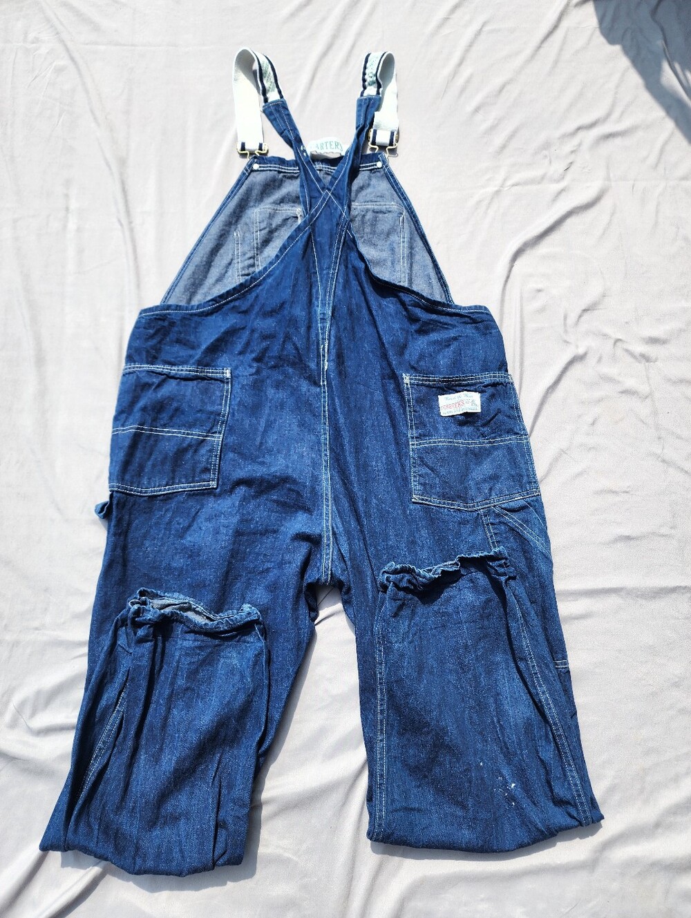Vintage Carters Watch The Wear Overalls Men M Blue Denim Workwear Carpenter USA